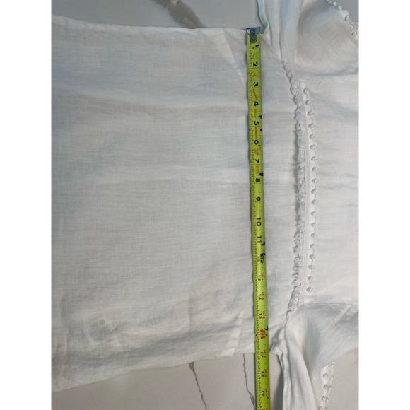 J.Crew 100% Linen Top Blouse 2 White Embroidered Coastal Old Money Minimalist - Picture 8 of 9